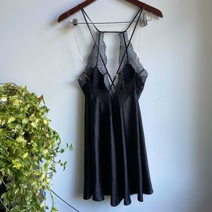 Victoria’s Secret eyelash lace and satin slip.